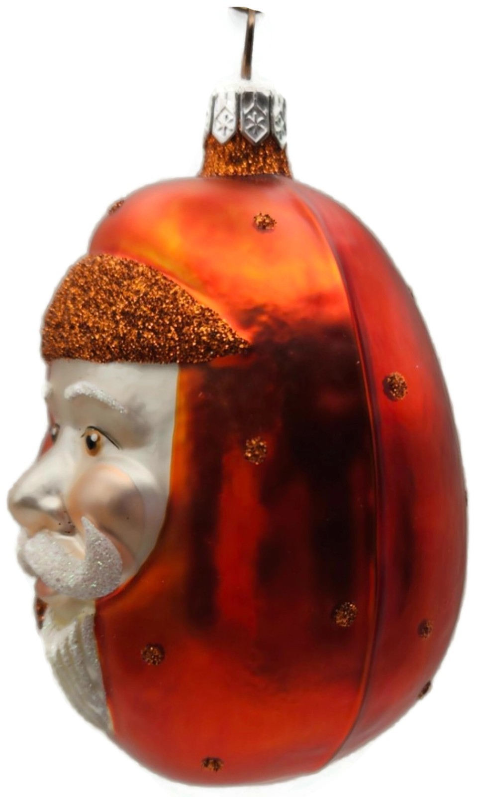Patricia Breen Jelly Bean Santa Orange Matte Glitter Dots Holiday Ornament 99167