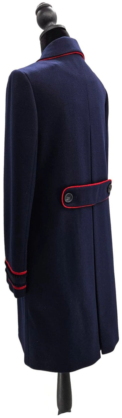 Boden Edith Trim Detail Coat Lined Navy Blue Woolblend Long Sleeve Womens Size 63
