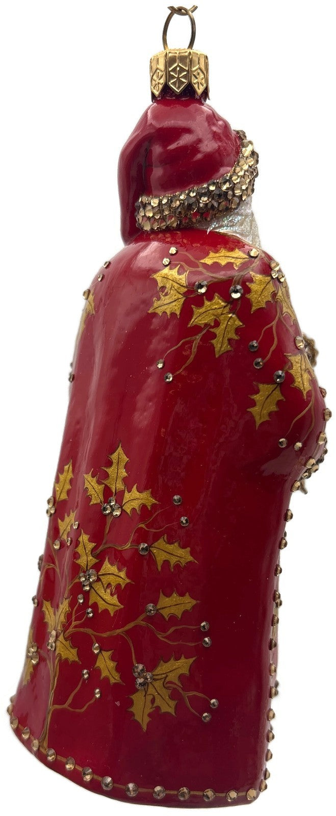 Patricia Breen 2014 Santa for Yaly Red Gold Holly Reindeer Ornament 34403
