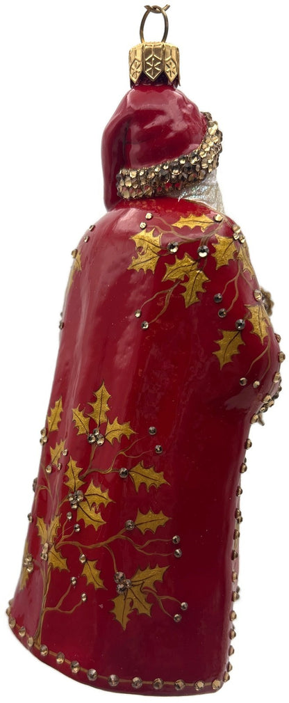 Patricia Breen 2014 Santa for Yaly Red Gold Holly Reindeer Ornament 34403