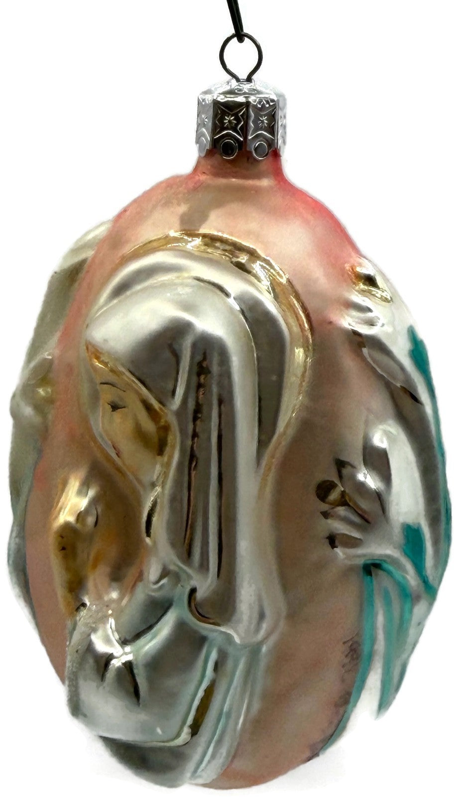 Christopher Radko 1992 Virgin Mary Signed Pink Silver Glass Ornament 92 046 010