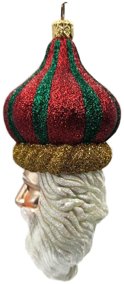 Patricia Breen Carnival Noel Red Green Santa Claus Head Christmas Ornament 21042
