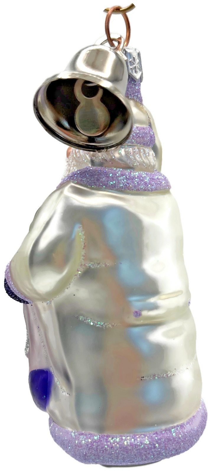 Patricia Breen Santa With Kitten Bell Lavender Glass  Christmas Ornament 2000CO7