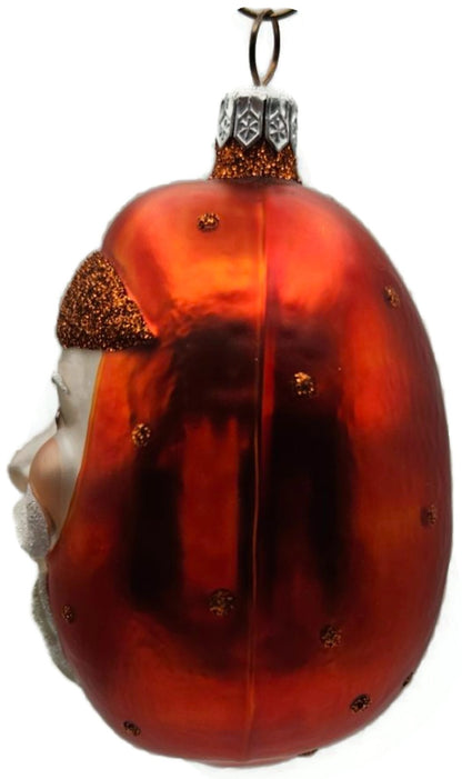 Patricia Breen Jelly Bean Santa Orange Matte Glitter Dots Holiday Ornament 99166