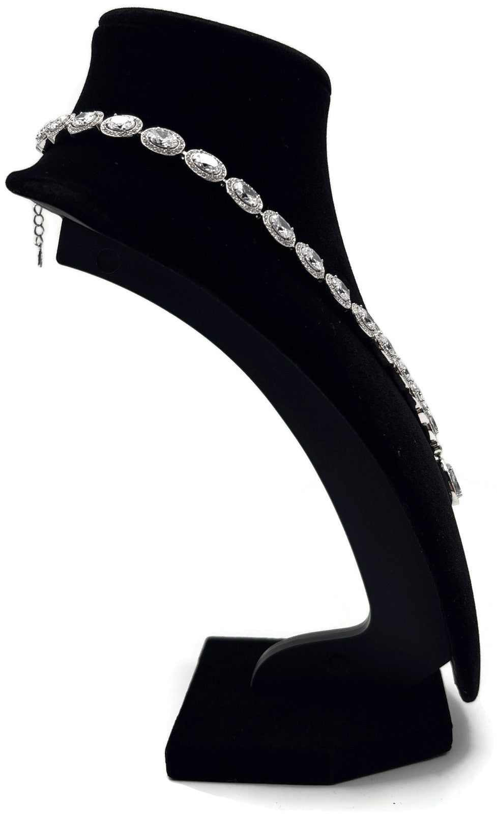 Nadri CZ Pear Drop Frontal Necklace Rhodium Halo Cubic Zirconia 16in3