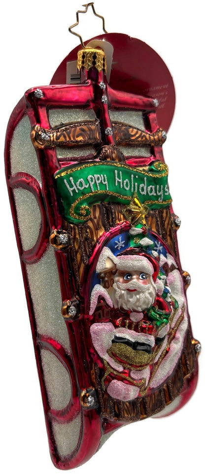 Christopher Radko 2019 Speedy Santa Sledder Glass Christmas Ornament 10198992