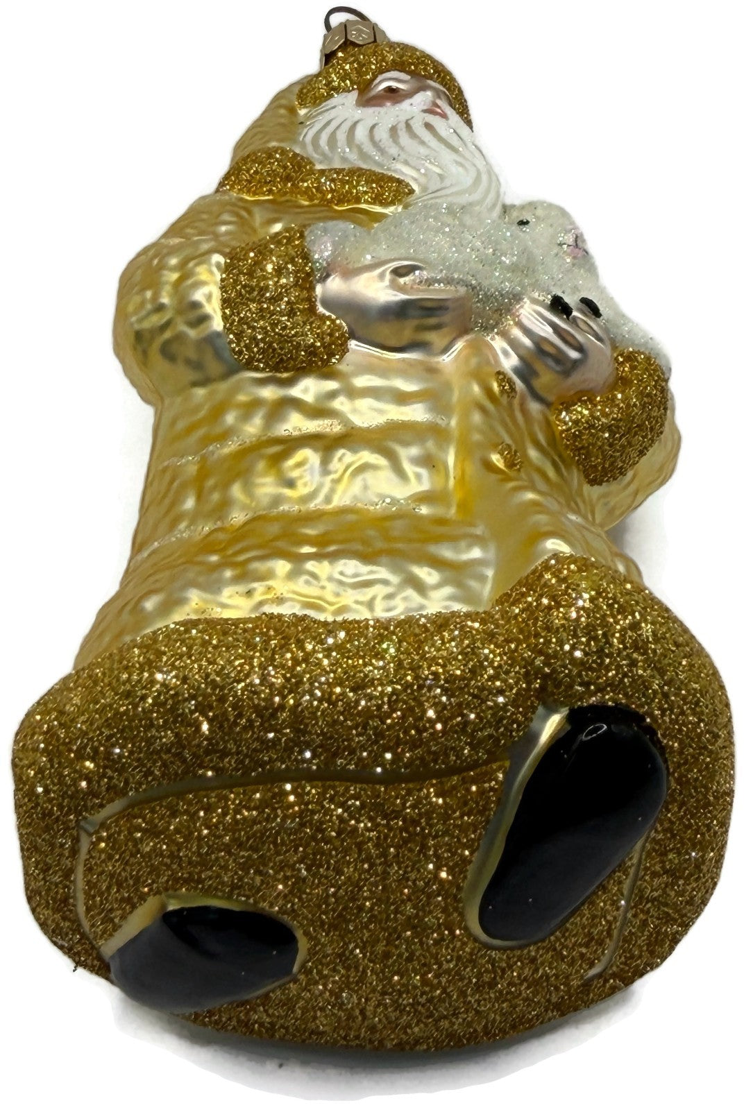 Patricia Breen Lost And Found Gold Santa Lamb Glass Christmas Tree Ornament 20229
