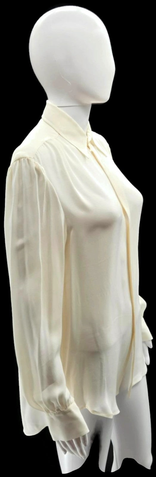 Polo Ralph Lauren Cream 100% Silk Hidden Button Collared Blouse Size 87