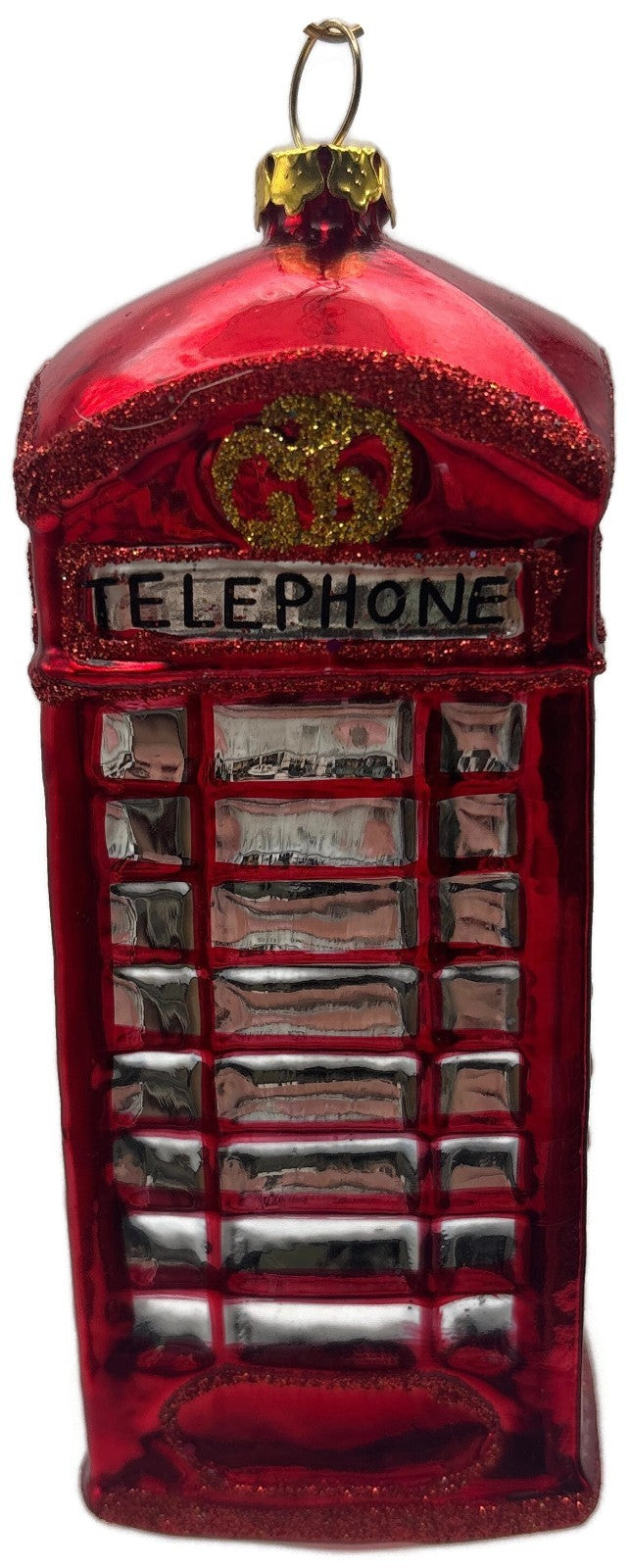 Christopher Radko London Calling Red Telephone Booth Glass Christmas Ornament5