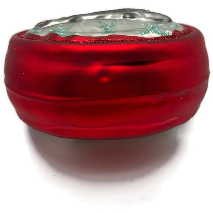 Patricia Breen Caviar Tin Red Round Glitter Fish Eggs Christmas Ornament 96067