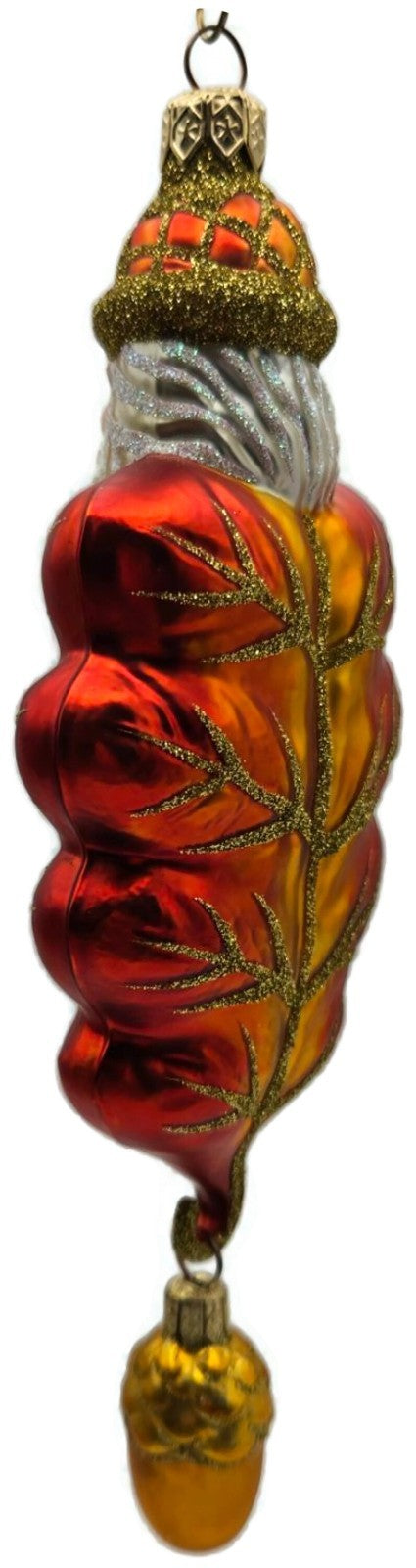 Patricia Breen Oak Leaf Santa Orange Matte Fall 2 Part Christmas Ornament 97325