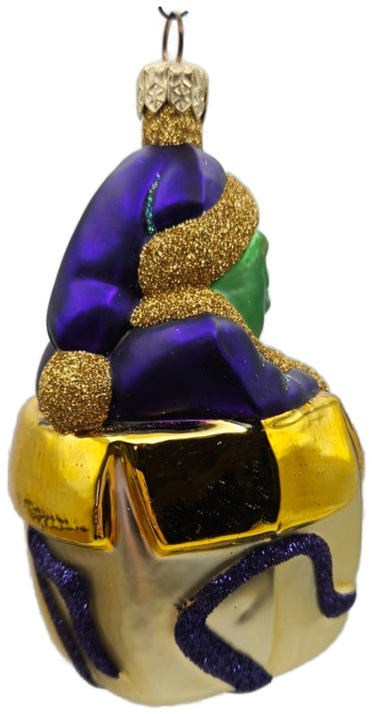 Patricia Breen Mmmonster Present Purple Gold Green Glass Christmas Ornament 99206