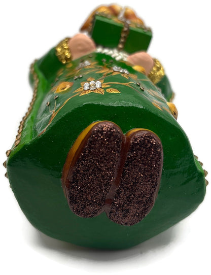 Patricia Breen 2014 Santa for Yaly Partridge Pear Green Gold Ornament 34409