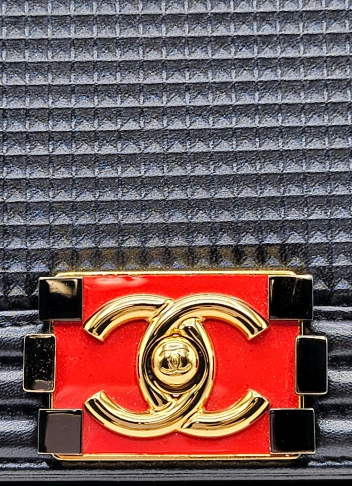 CHANEL Large Boy Flap Bag Navy Blue Calfskin Leather Gold Hardware Shoulder Bag12