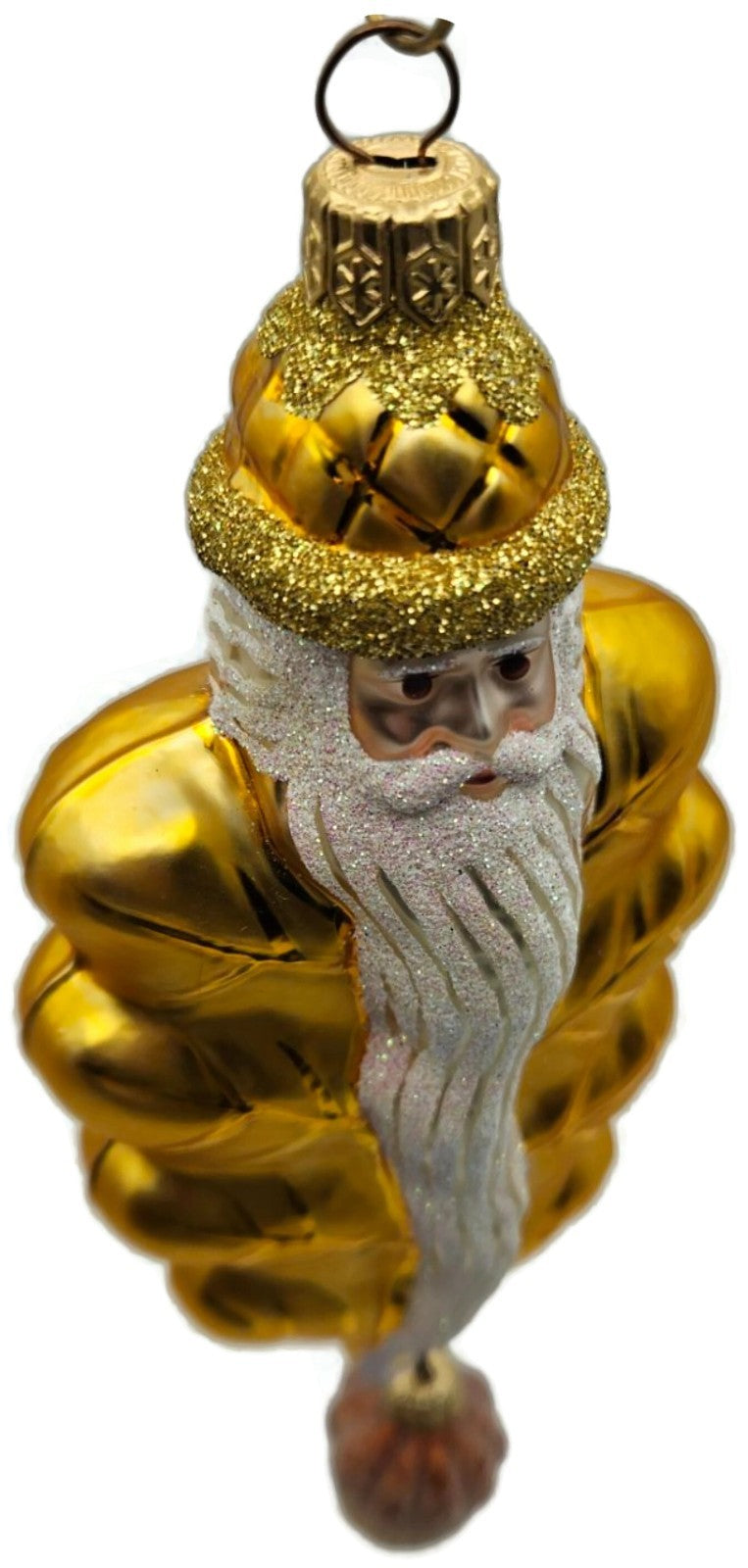 Patricia Breen Oak Leaf Santa Gold Glitter Acorn 2 Part Christmas Ornament 97328