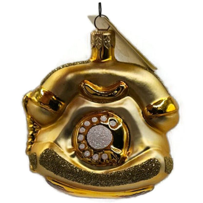 Patricia Breen Calling Anne Phone Gold Glittered Glass Christmas Ornament 95276