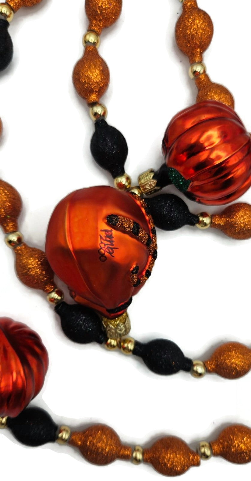 Patricia Breen Halloween Garland Pumpkins Mittens Glitter Glass OOAK  2000CO10