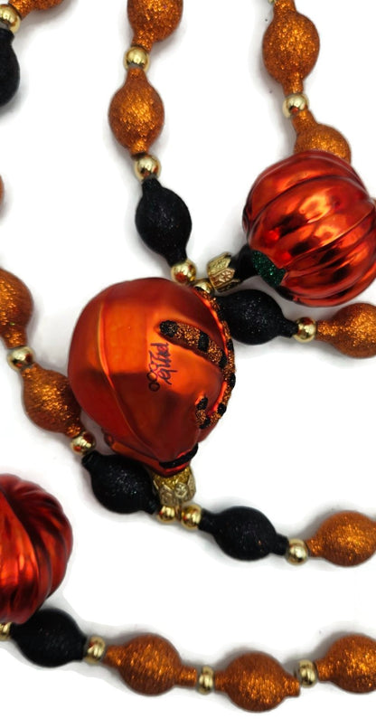Patricia Breen Halloween Garland Pumpkins Mittens Glitter Glass OOAK  2000CO10