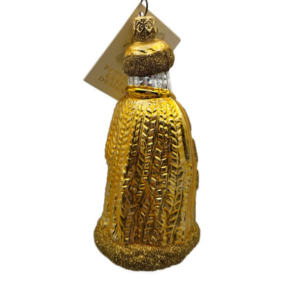Patricia Breen Santa of the Golden Oaks Gold Glass Christmas Tree Ornament 96415