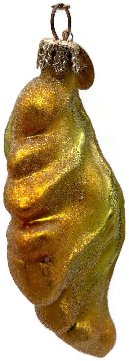 Christopher Radko Mini Oak Frost Yellow Leaf Glass Christmas Ornament 98 164 02