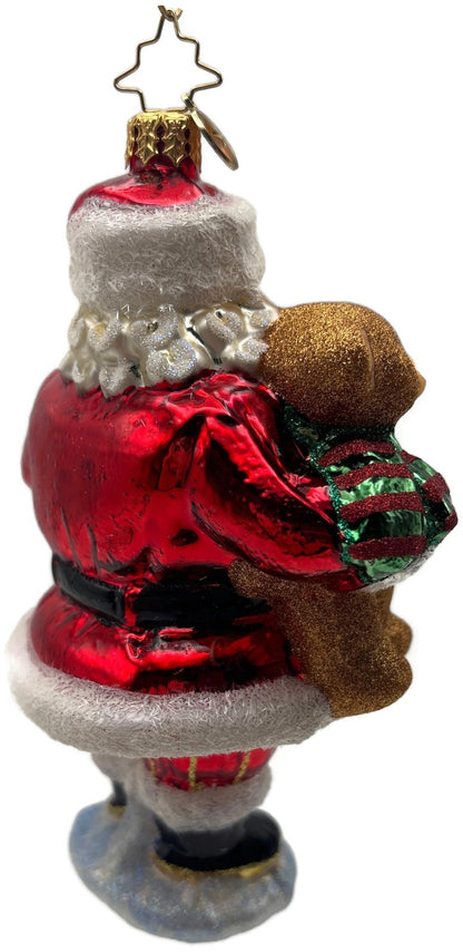 Christopher Radko 2021 The Gift of Teddy Santa Bear Glass Ornament 10206174