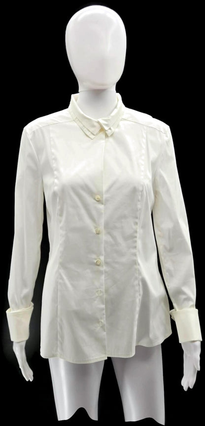Escada Natassa Off White Swarovski Button Up Blouse French Cuff Size 36 NWT0