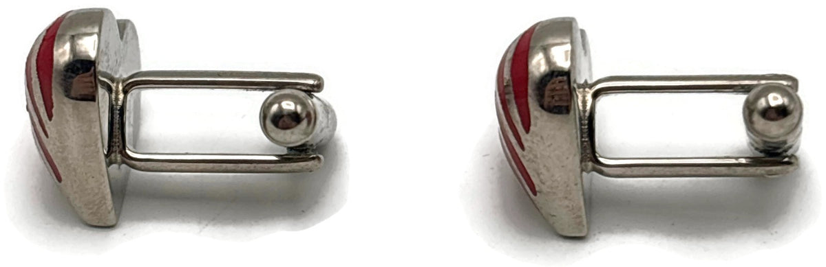 Paul Smith Heart Stripe Red Enamel Silver Tone Cufflinks Men's Signed5