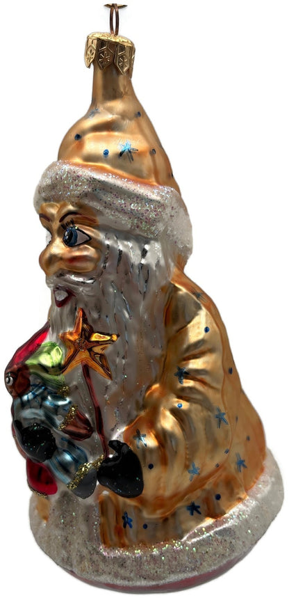 Christopher Radko 1995 Spellbound Gold Wizard Santa Glass Ornament 95 128 07