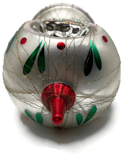 Inge-Glas Red Silver Wire Wrapped Double Reflector Finial Christmas Ornament9