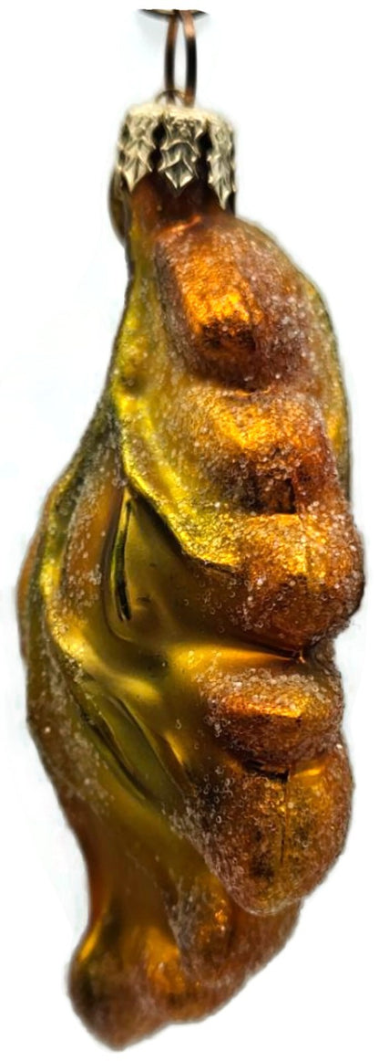 Christopher Radko Mini Oak Frost Yellow Leaf Glass Christmas Ornament 98-164-06
