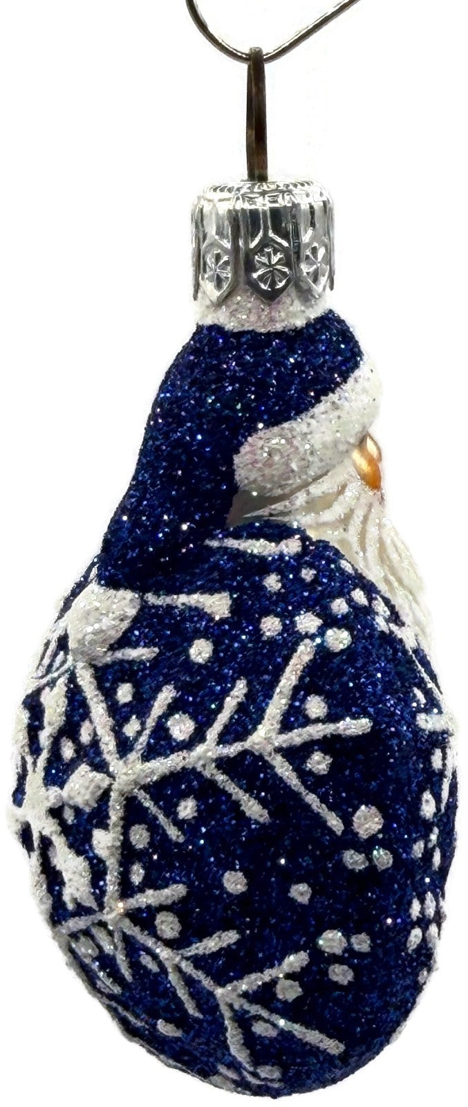 Patricia Breen Snowflake Noel Blue Santa Hexagon Glass Christmas Ornament 22573