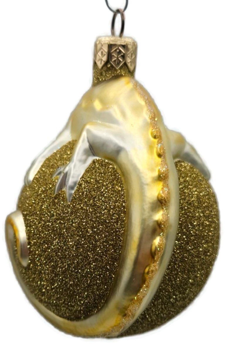 Patricia Breen Chameleon Gold Glittered Glass Christmas Holiday Ornament 99047