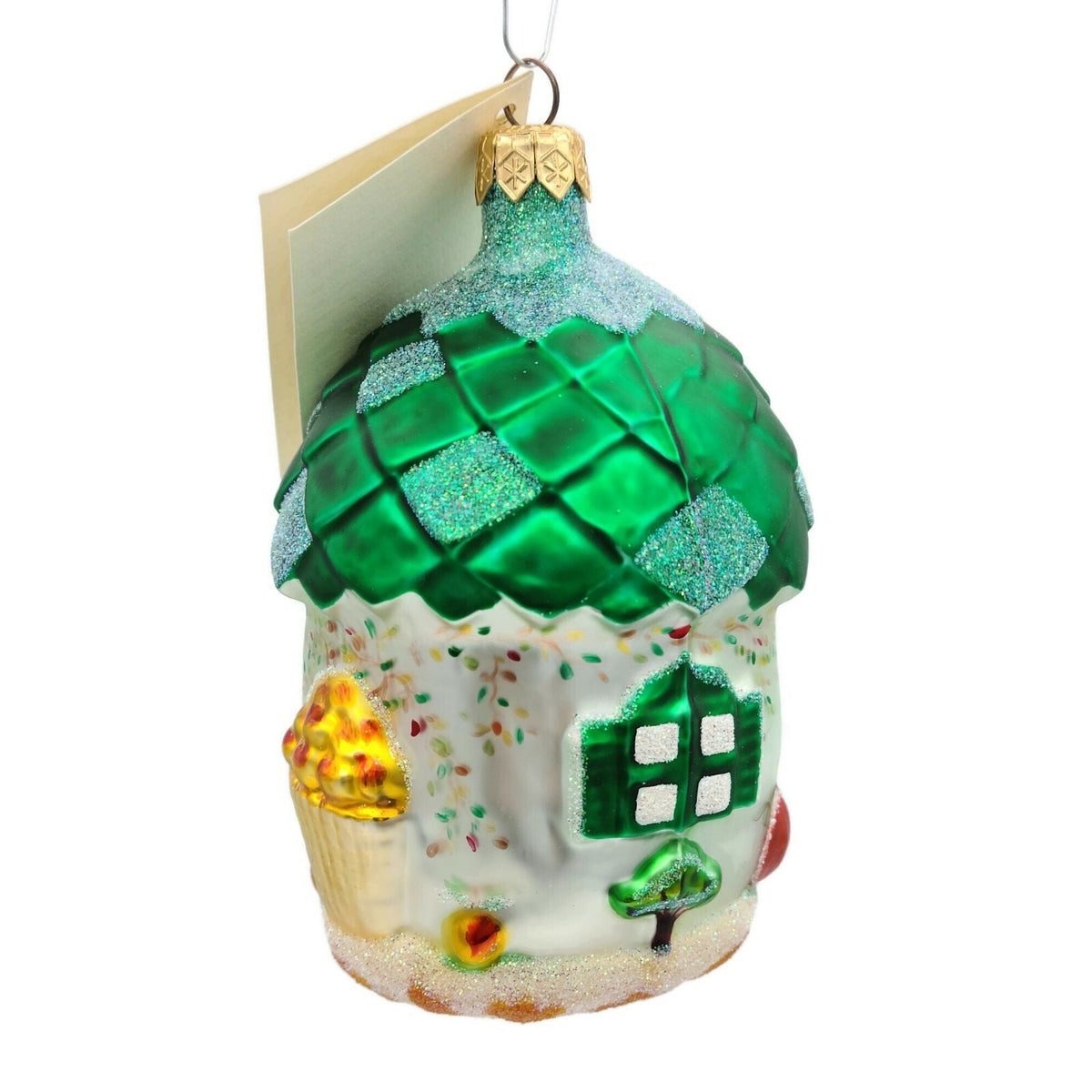 Patricia Breen Autumn Acorn House Green Falling Leaves Matte Fall Ornament 97021