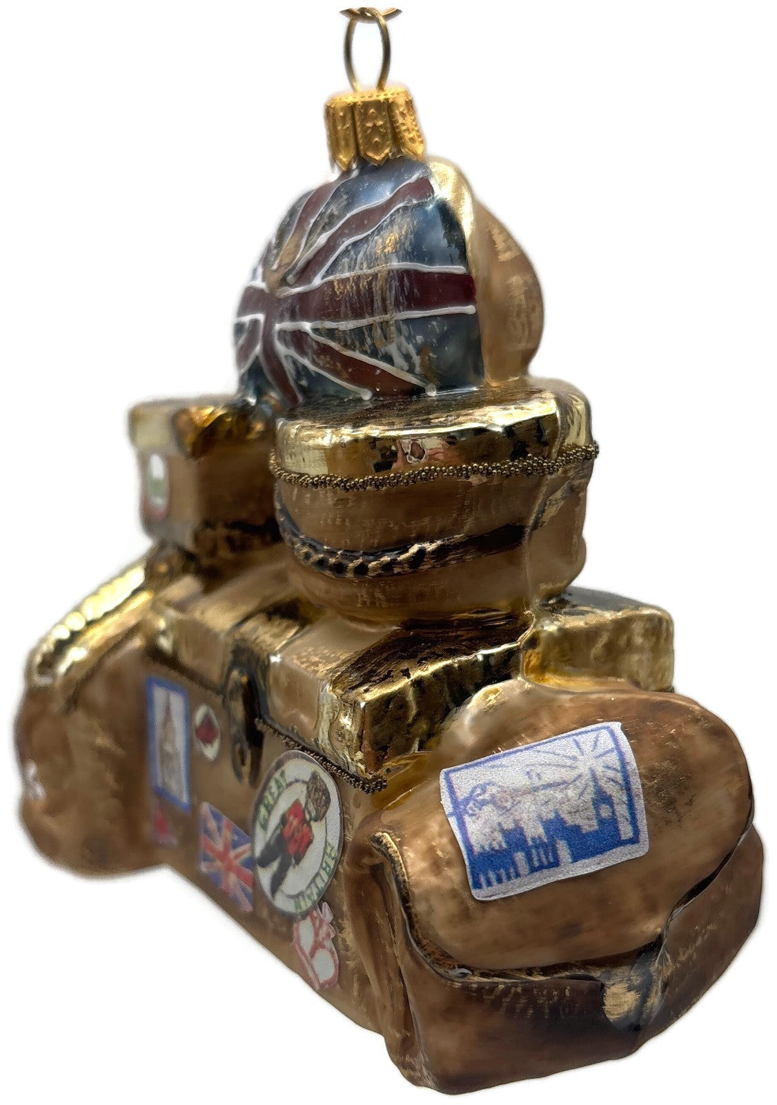 London England Roma Great Britain Stacked Luggage Glass Christmas Tree Ornament9