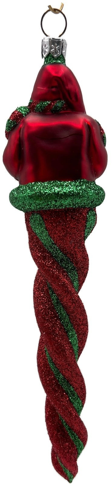 Patricia Breen Santa Sopel Red Twisted Candy Cane Glass Christmas Ornament 23444