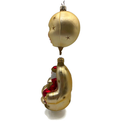 Patricia Breen Checking His List Gold Matte Moon Stars Christmas Ornament 98066