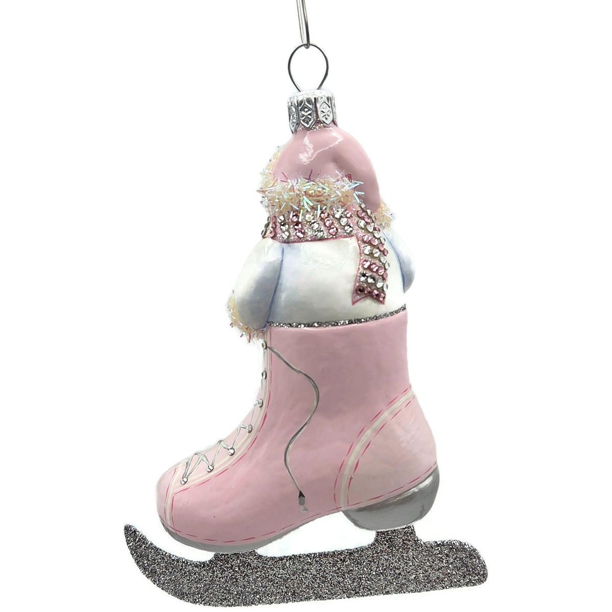 Patricia Breen To The Pond Pink Silver Snowman Christmas Ornament CATZ 35418