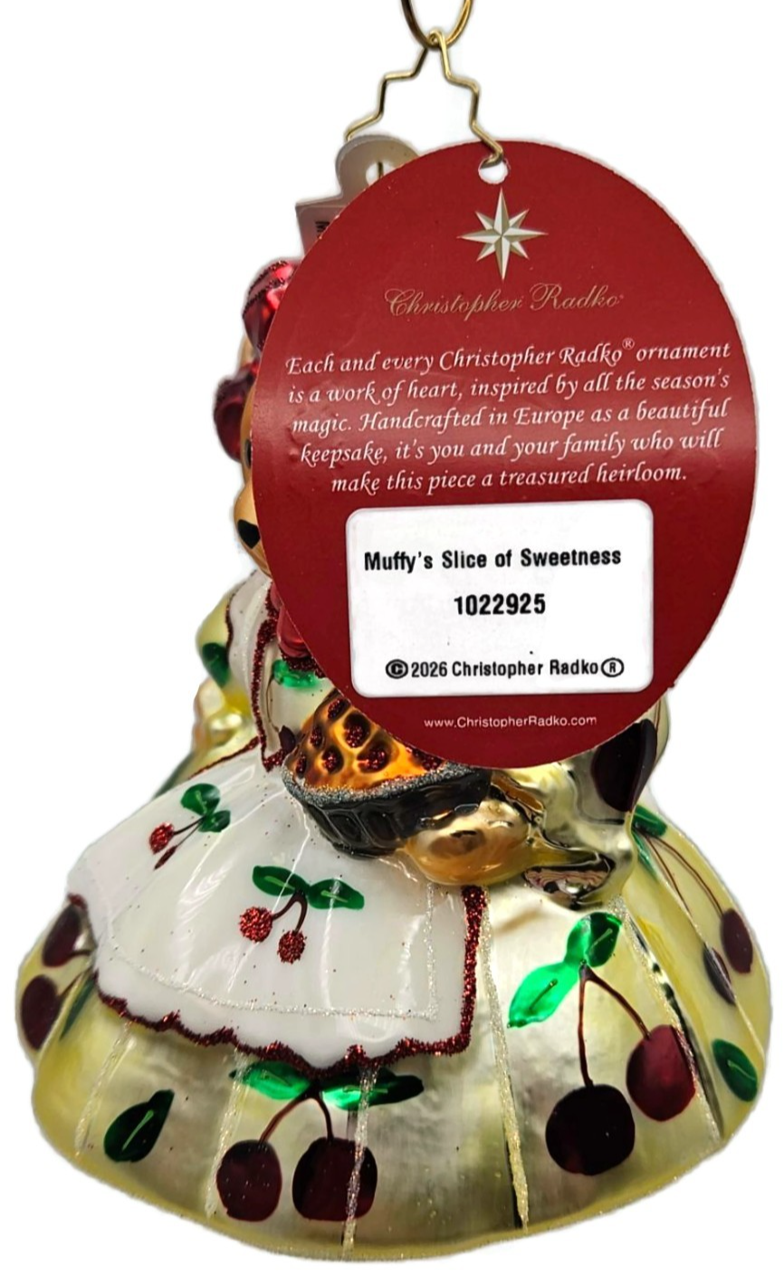Christopher Radko Muffys Slice of Sweetness Bear Glass Holiday Ornament 10229258