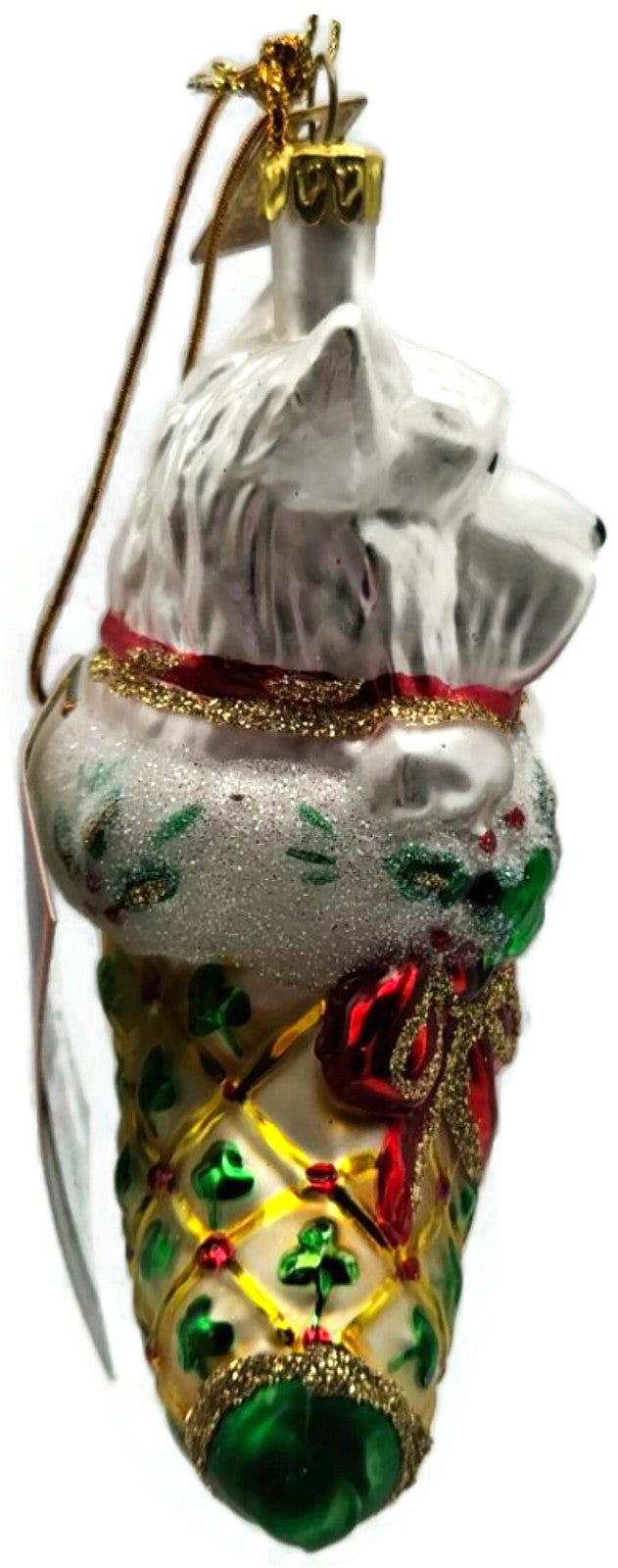 Cobane Studio LLC Dog Celtic Stocking Glitter Glass Christmas Ornament B0154