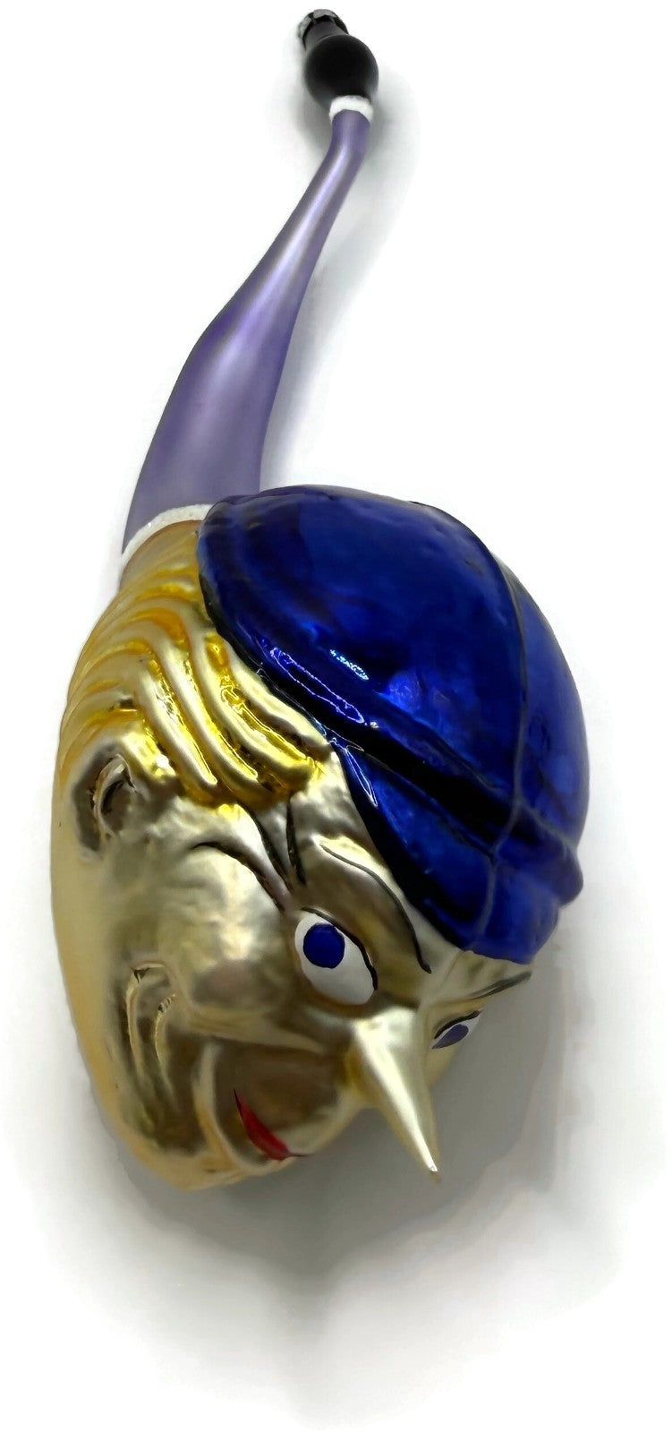 Christopher Radko 1994 Jockey Pipe Blue Gold Glass Ornament 94 051 04