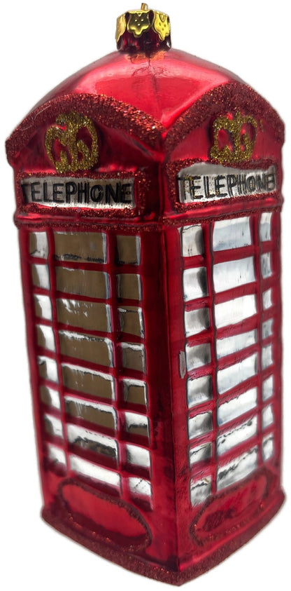 Christopher Radko London Calling Red Telephone Booth Glass Christmas Ornament4