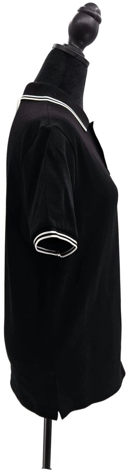 Moncler Men's Black Polo Shirt Size S Logo Tricolor Trim NWT F10918A70600 8455617
