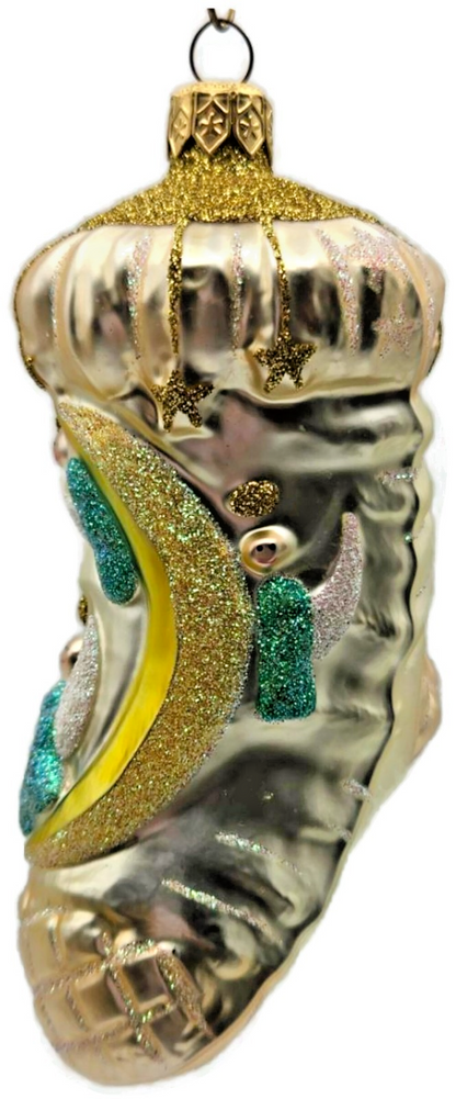 Patricia Breen Angel Stocking Pink Moon Stars Glass Christmas Tree Ornament 96020