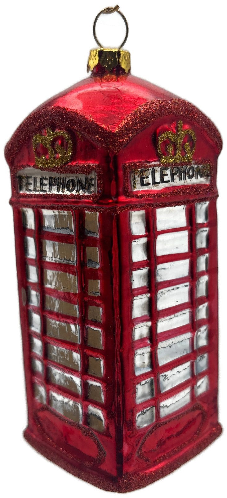 Christopher Radko London Calling Red Telephone Booth Glass Christmas Ornament8