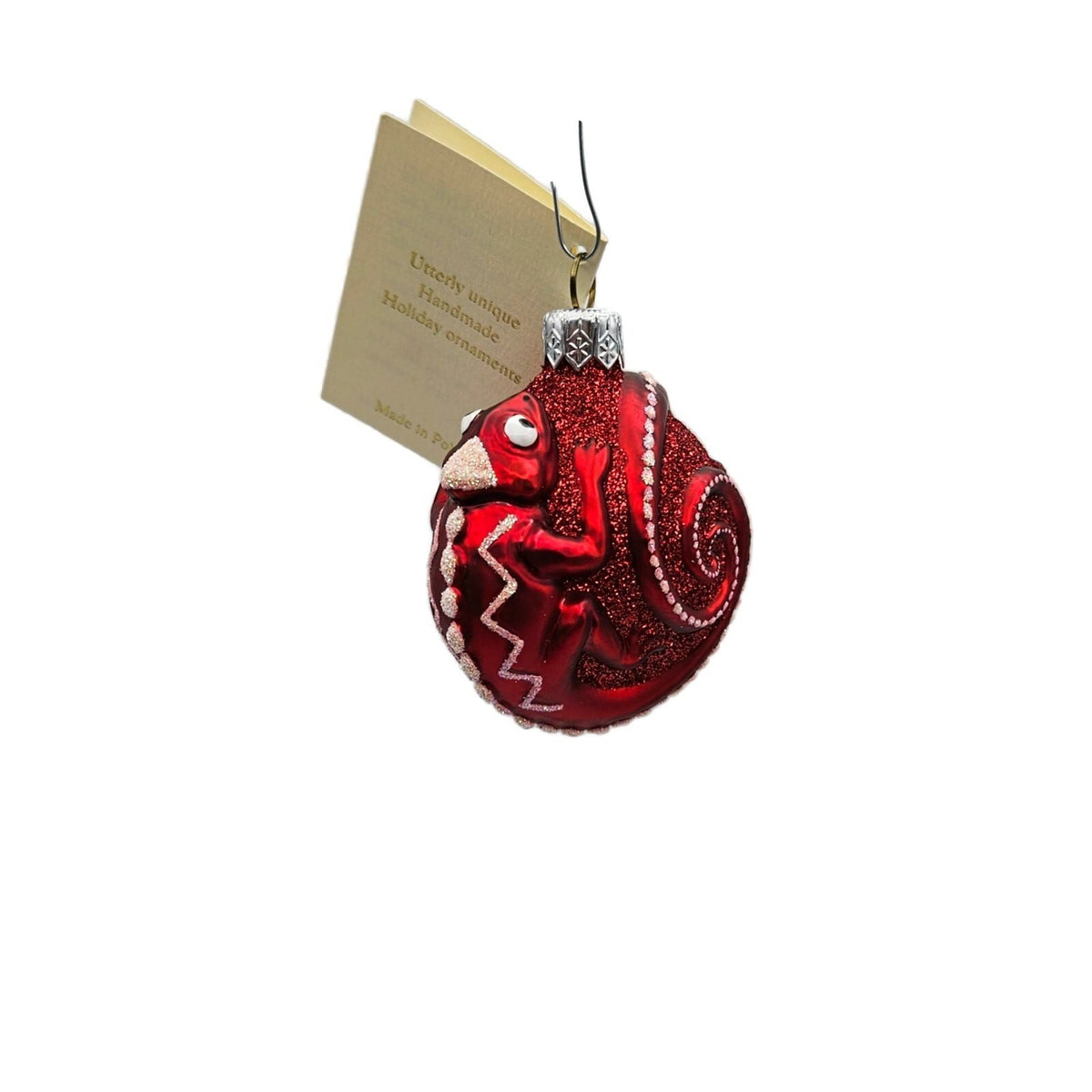 Patricia Breen Once Again for James Red Chameleon Glass Christmas Ornament 26694
