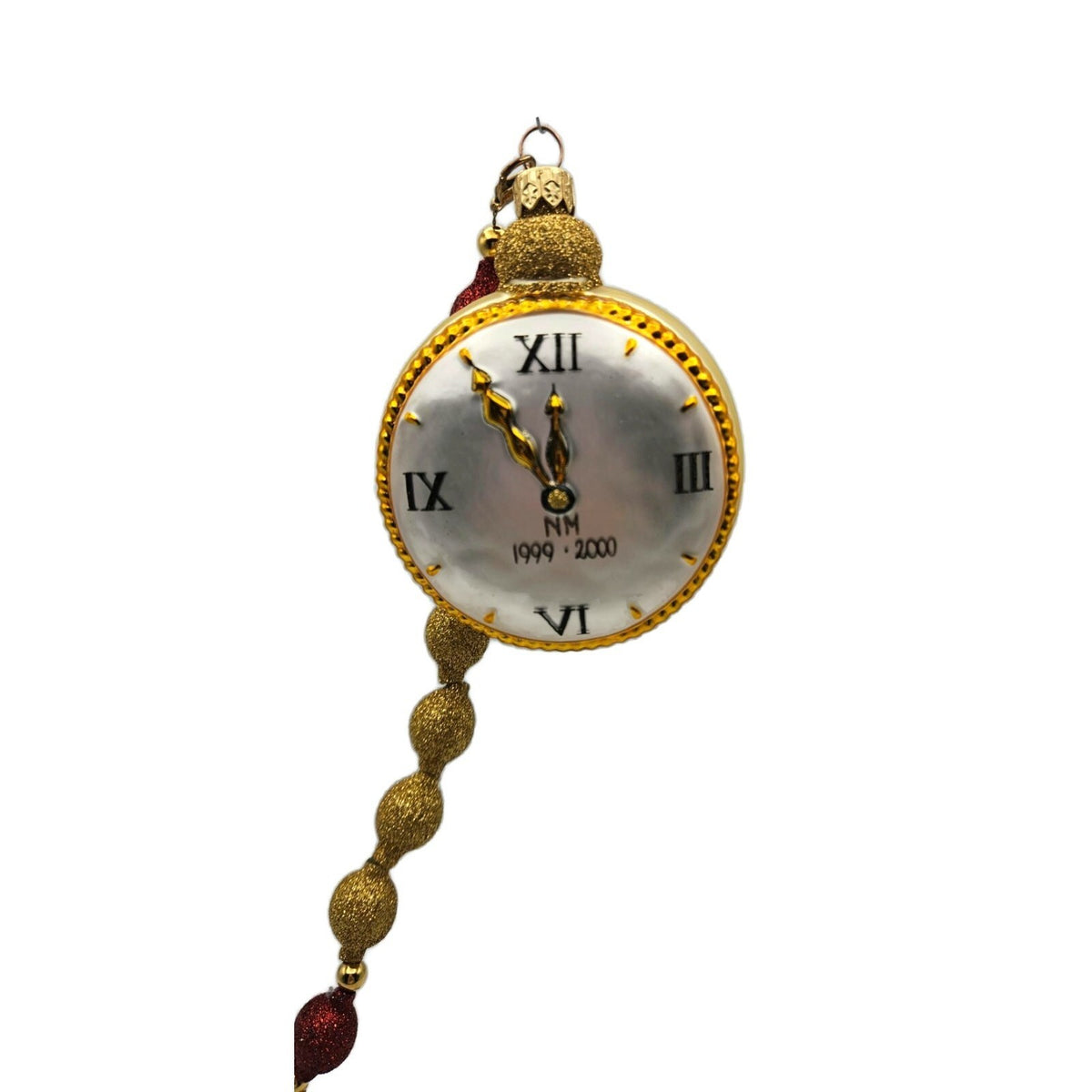 Patricia Breen Millennium Watch Santa Claus 2 Part Glass Christmas Ornament 99006