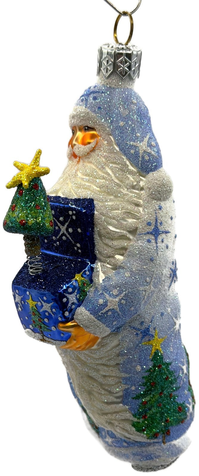 Patricia Breen Jack In The Box Santa Blue Snowflakes Christmas Ornament 23742