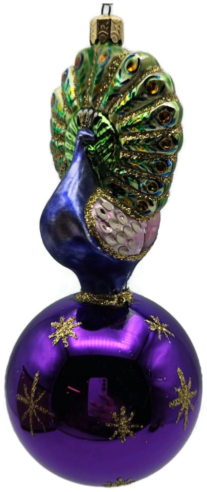 Christopher Radko Celestial Peacock Purple Ball Star Christmas Ornament 90-076-28