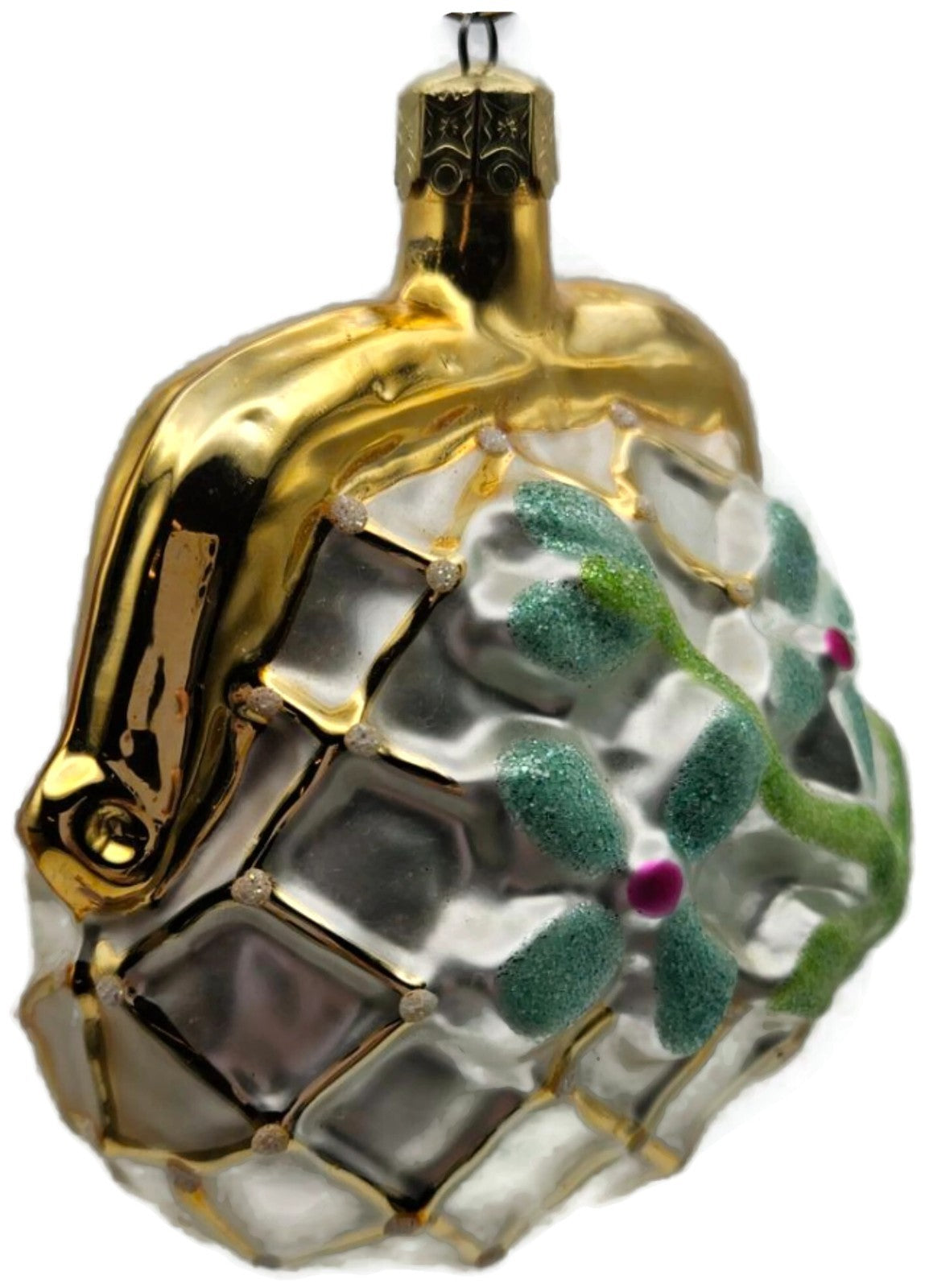 Christopher Radko Her Purse Blue Flower Glass Christmas Tree Ornament 91-088-02
