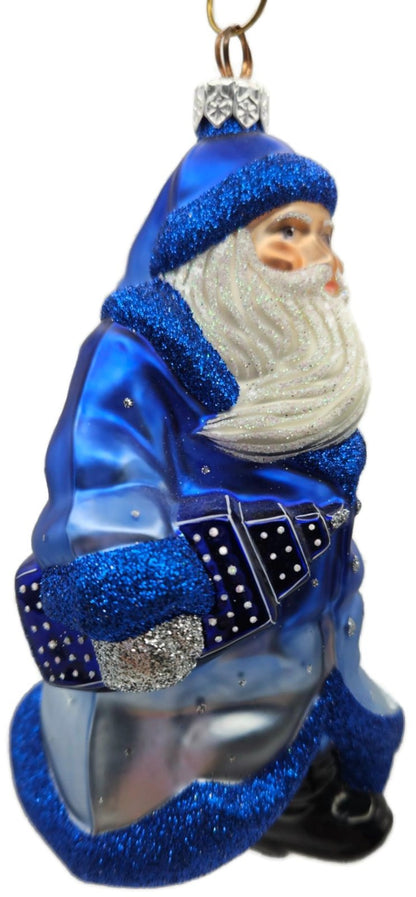 Patricia Breen City Santa Dawn Blue Silver Snowflakes Christmas Ornament2